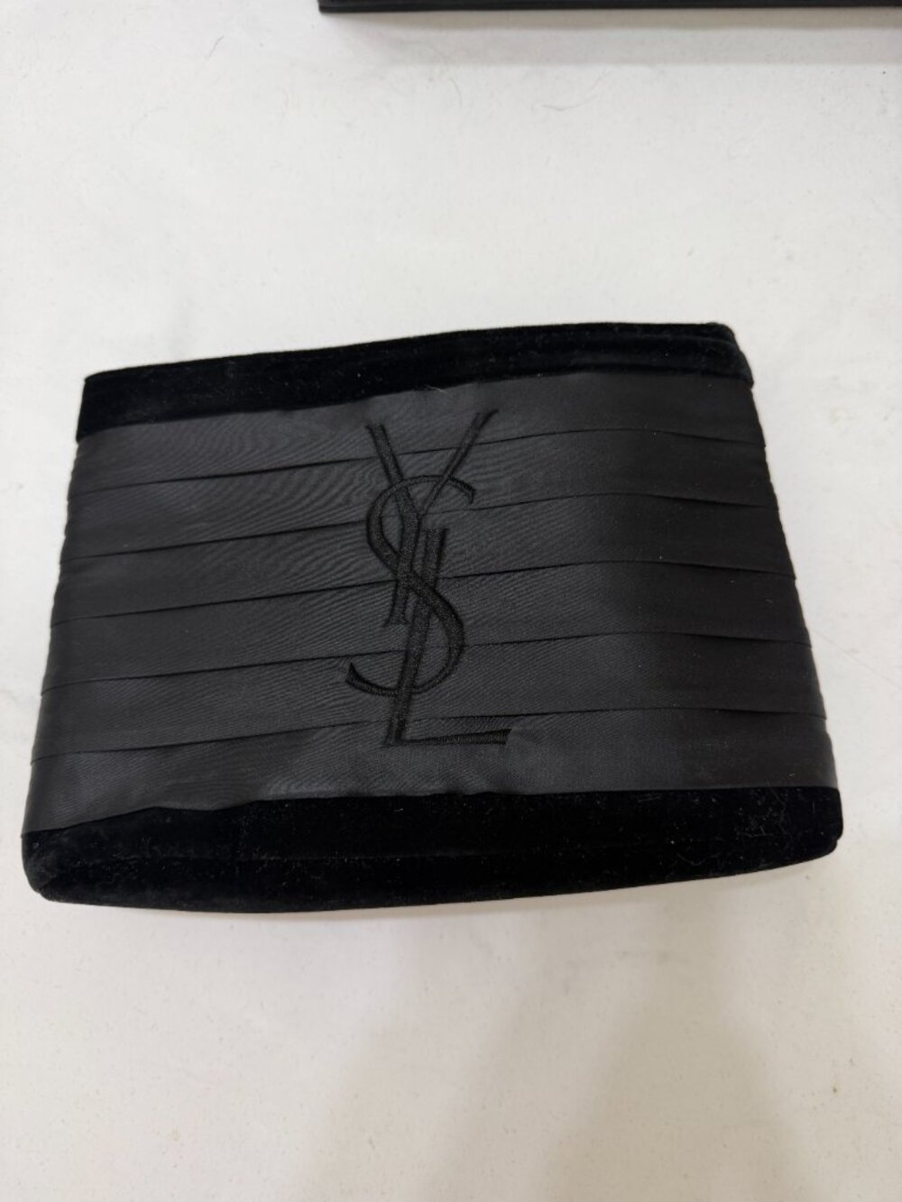 Yves Saint Laurent YSL Parfums Black Velvet Satin Ribbon Makeup Bag GWP Cosmetic - Picture 7 of 9